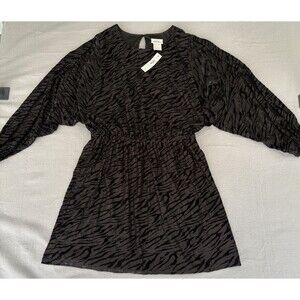 NWT Ariat Shadow Dress Womens L Black Zebra Print Velvet Burnout Boho Western